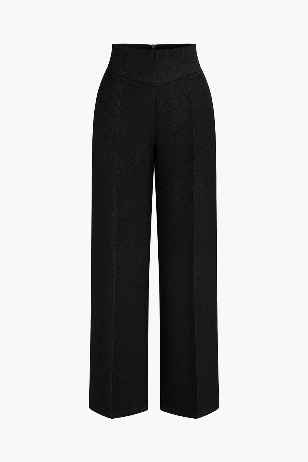 Basic High-Waisted Wide Leg Trousers