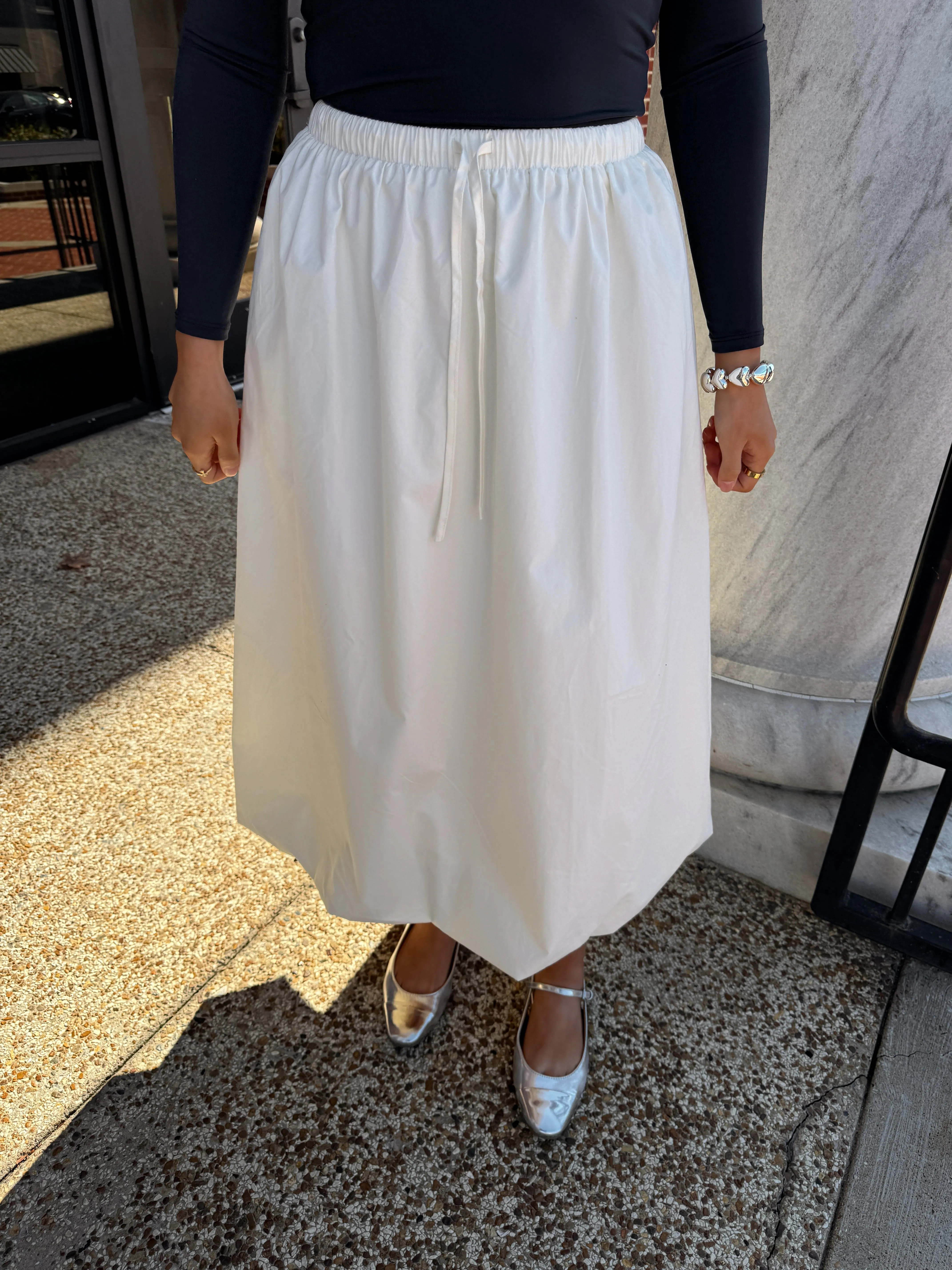 Beige Bubble Midi Skirt