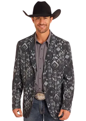 Black & Charcoal Aztec Men's Blazer