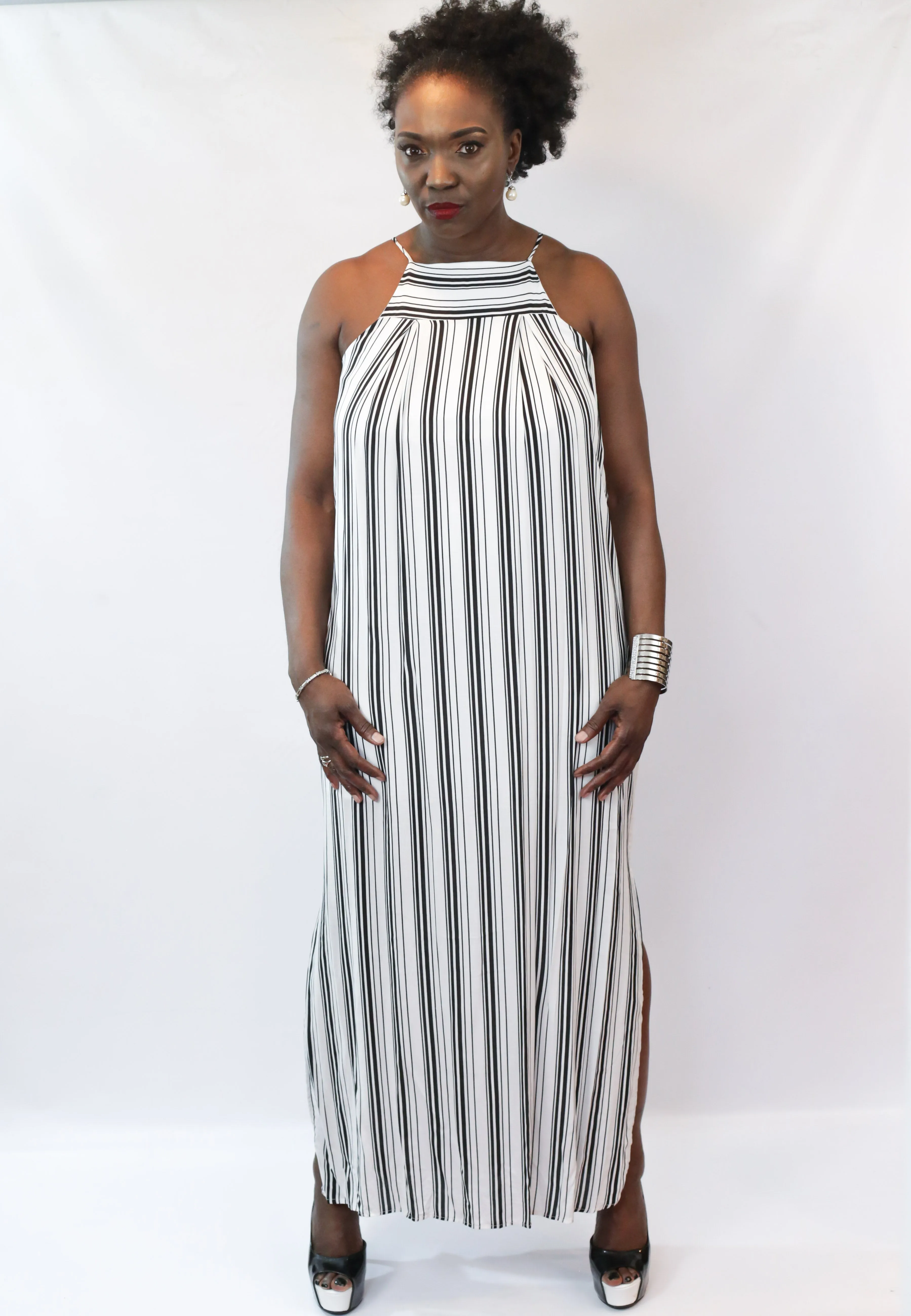 Black and White Stripe Maxi Dress