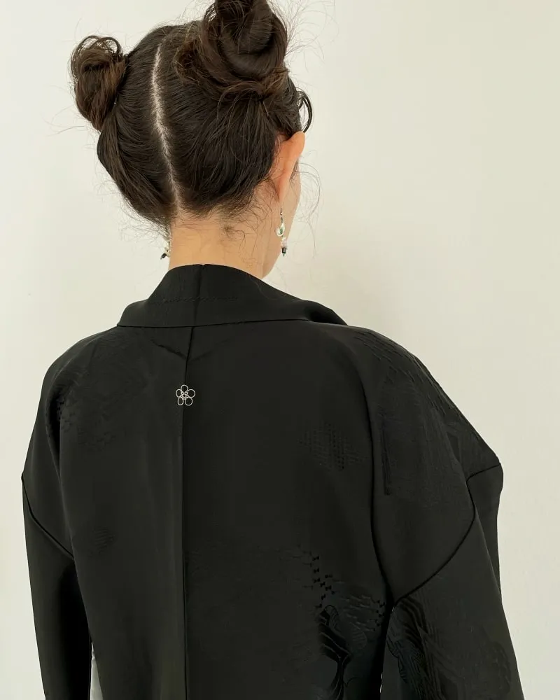 Black Rhombic Haori Kimono Jacket