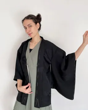 Black Rhombic Haori Kimono Jacket