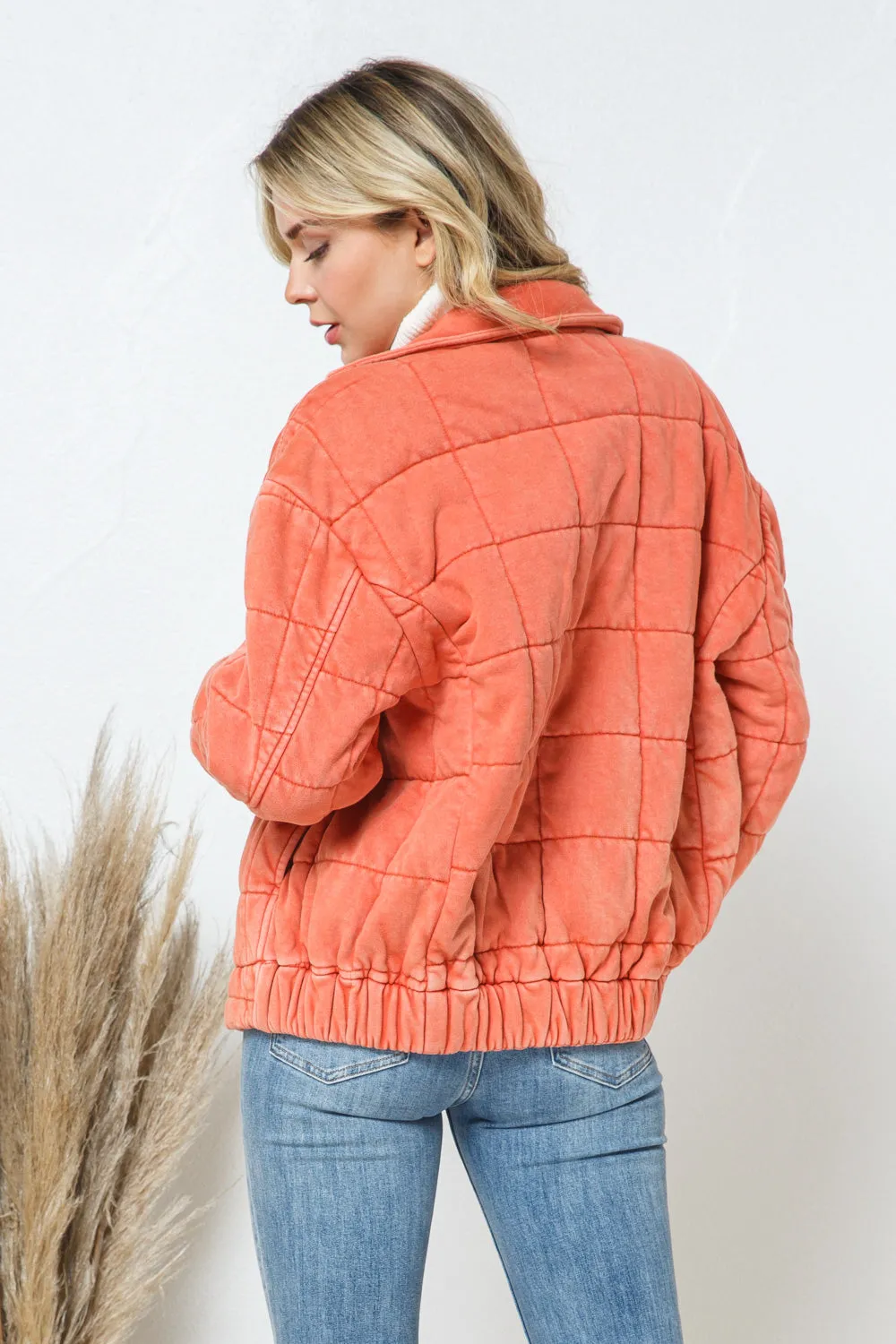 Blue B Stone Washed Quilted Oversize Jacket