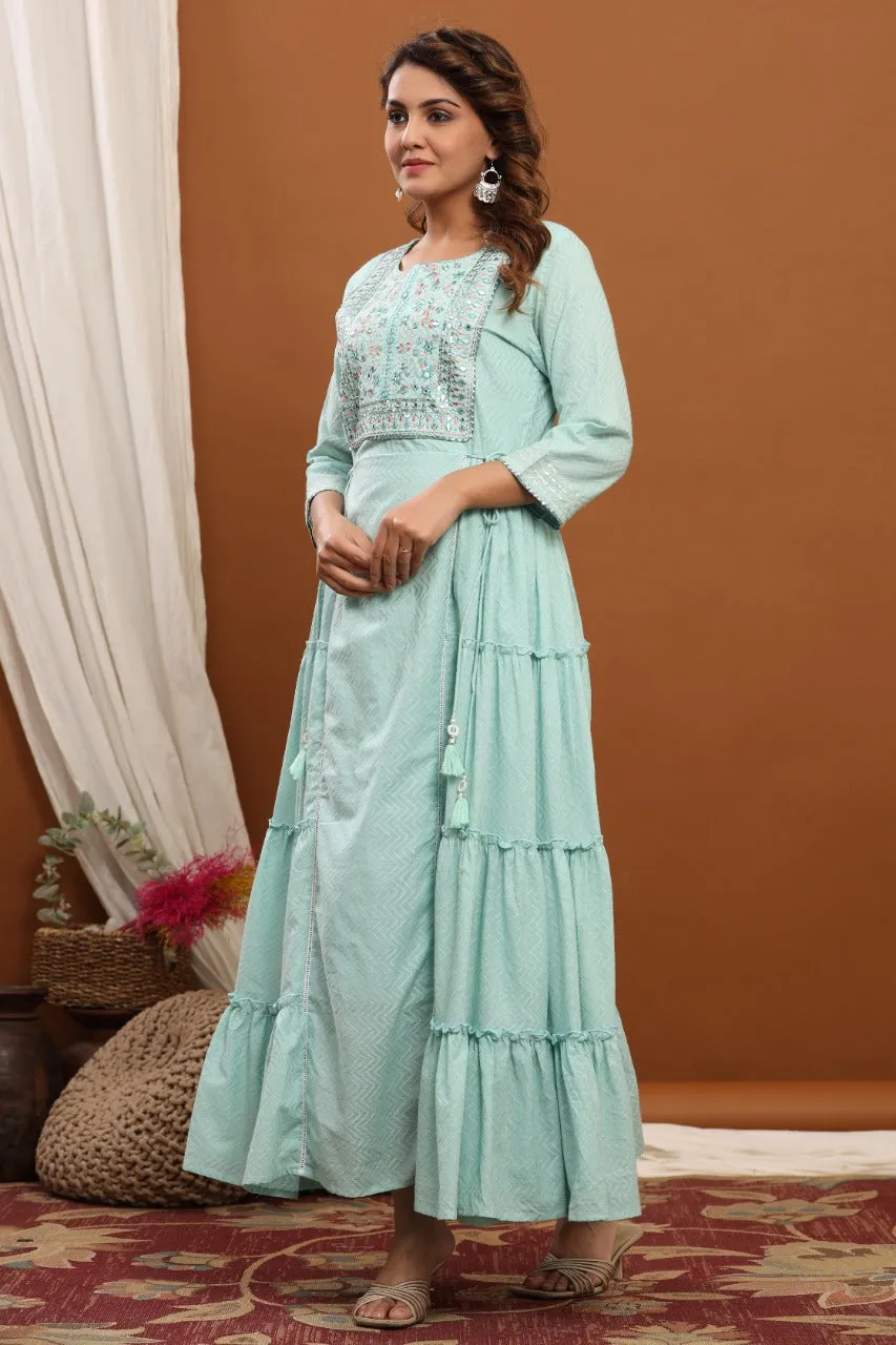 Blue Maxi Indo-Western Dress