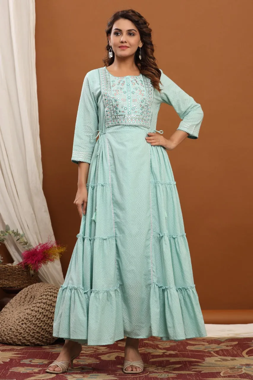 Blue Maxi Indo-Western Dress