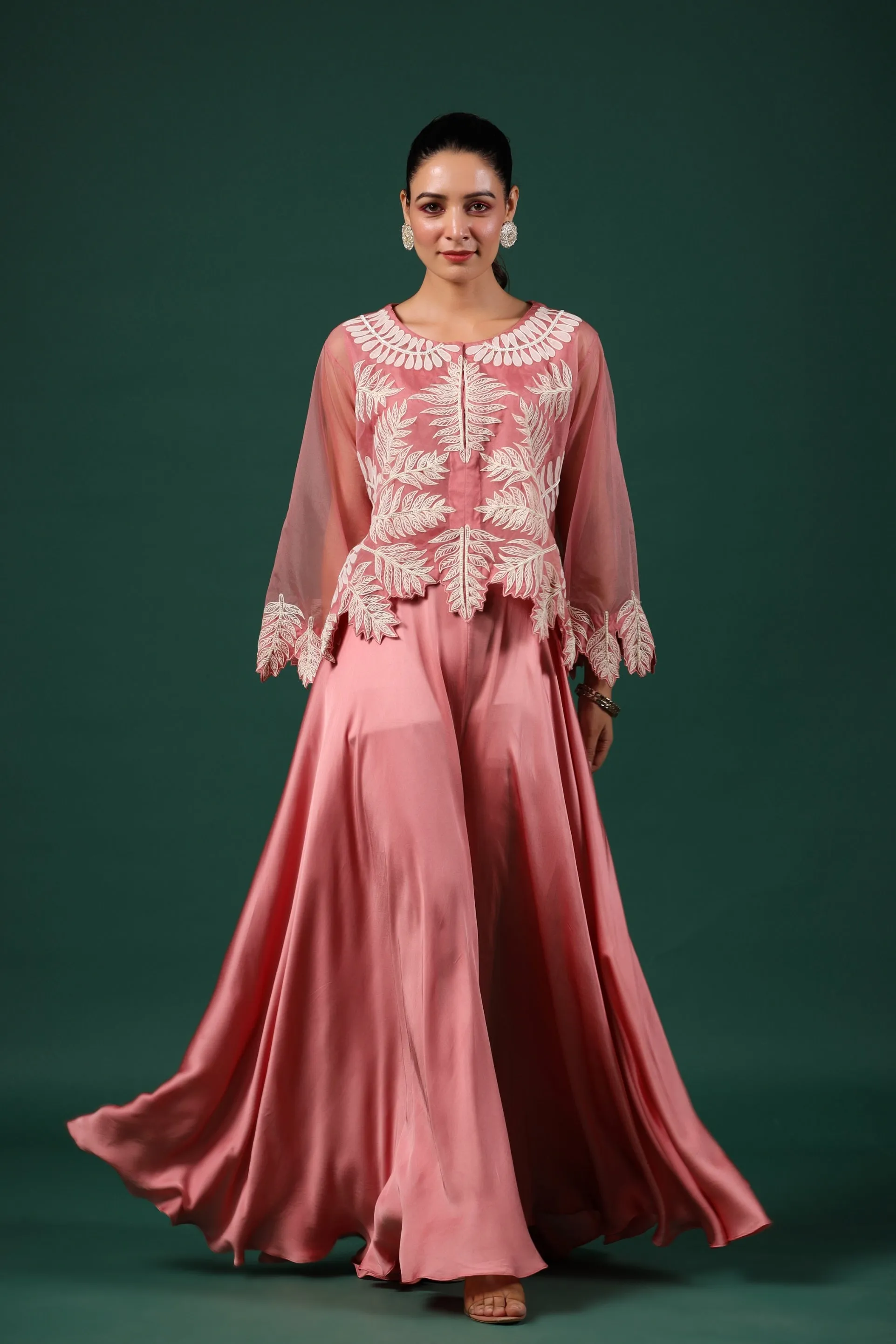 Blush Pink Organza Silk Palazzo Set