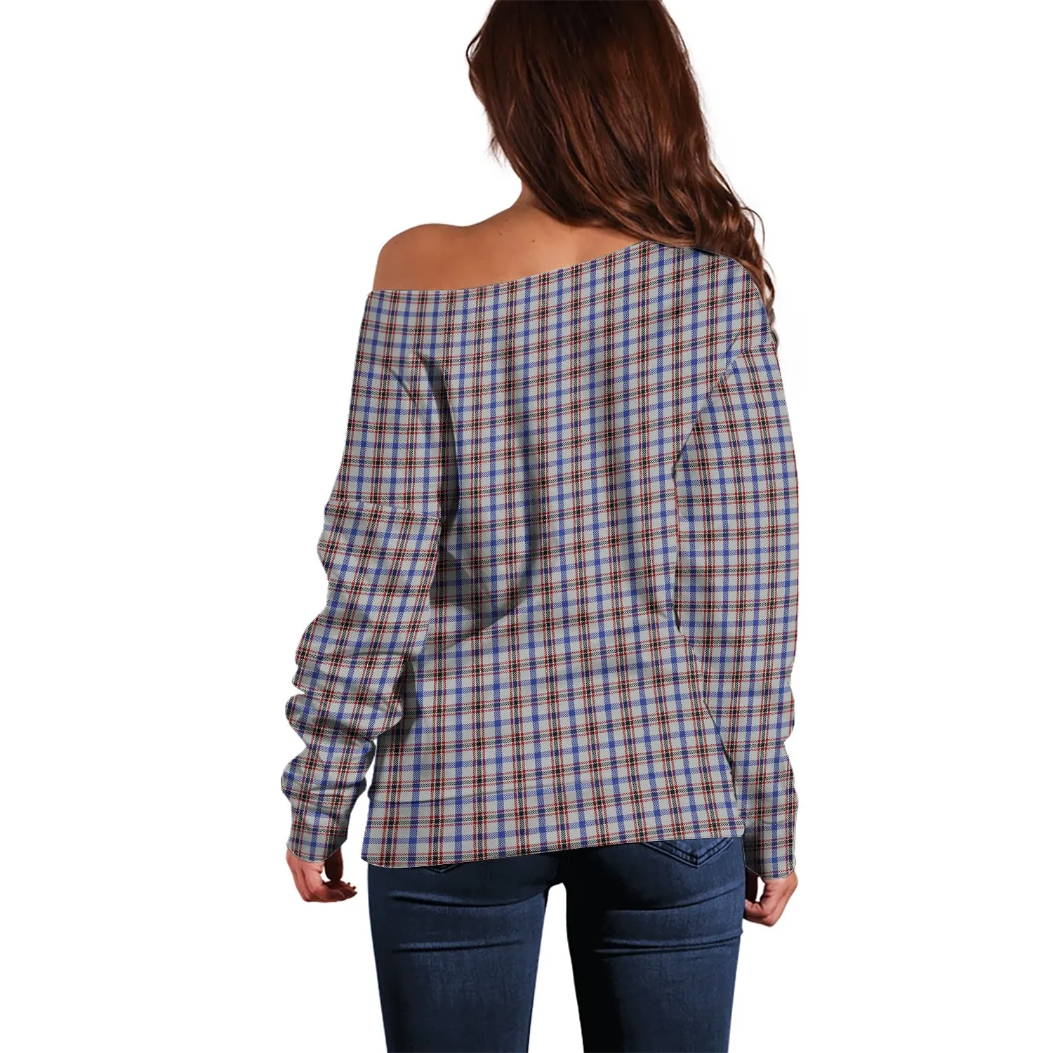 Boswell Tartan Off Shoulder Women Sweater