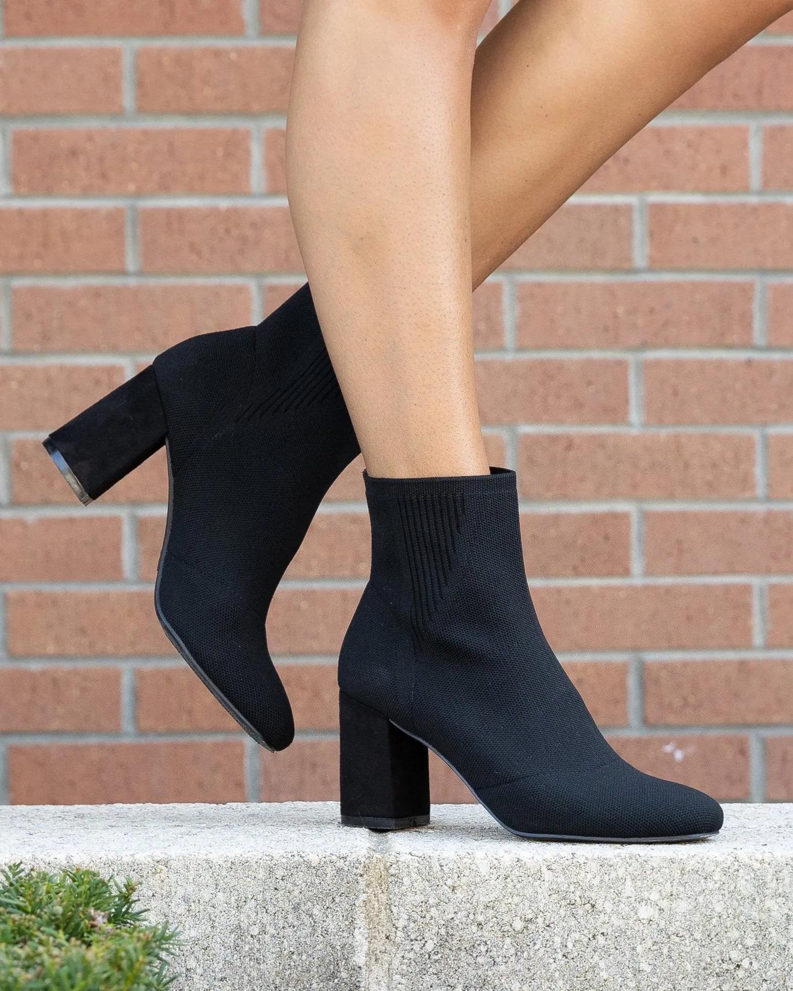 Braxton Knit Booties - Black