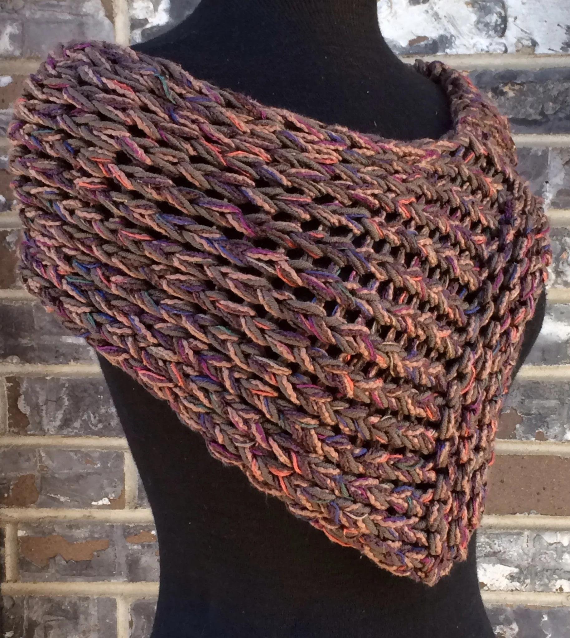 Brown Tweed One-of-a-kind  Shawl w/Button