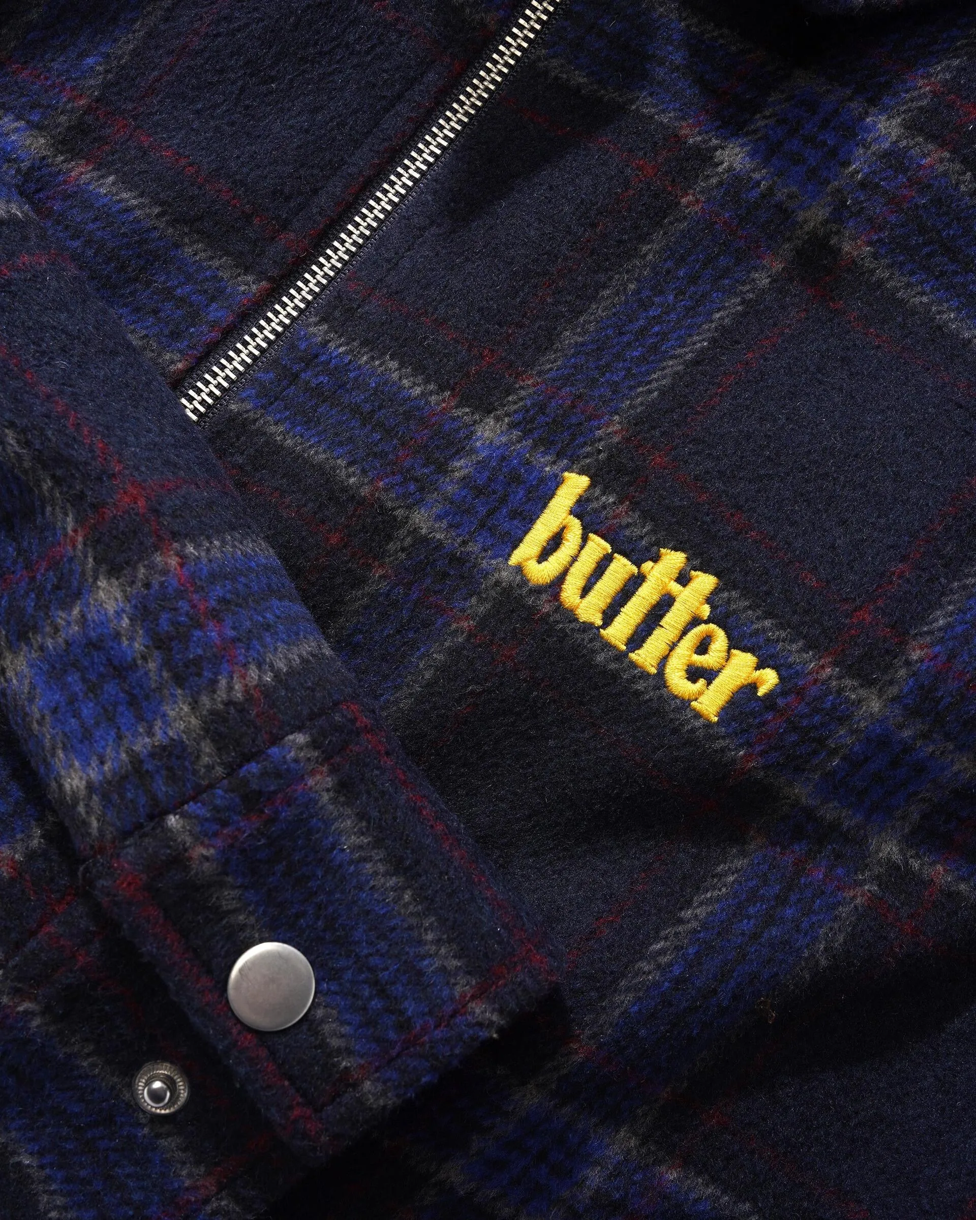 Butter Plaid Flannel Insulated Overshirt Navy