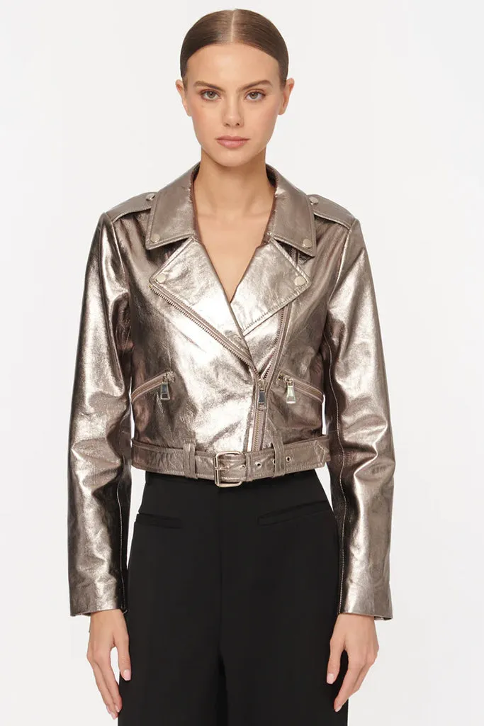 Cami NYC - Kali Lamb Leather Jacket - Metallic Fog