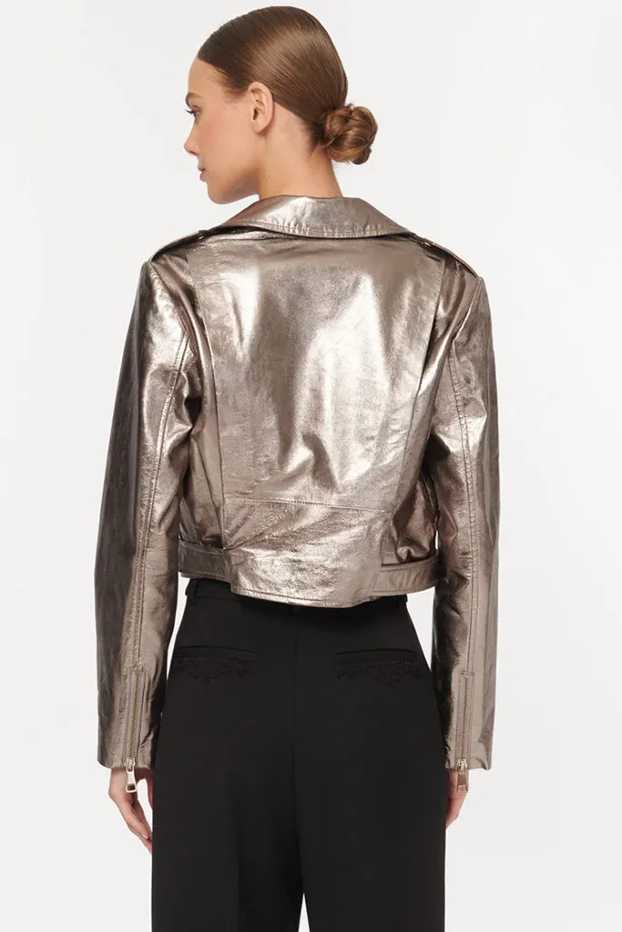 Cami NYC - Kali Lamb Leather Jacket - Metallic Fog