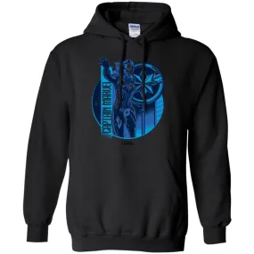 Captain Marvel Reflective Blue Circle Logo Pullover Hoodie Sweatshirt