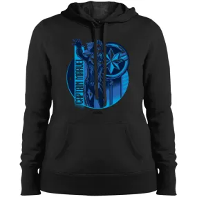 Captain Marvel Reflective Blue Circle Logo Women Hooded Sweatshirt