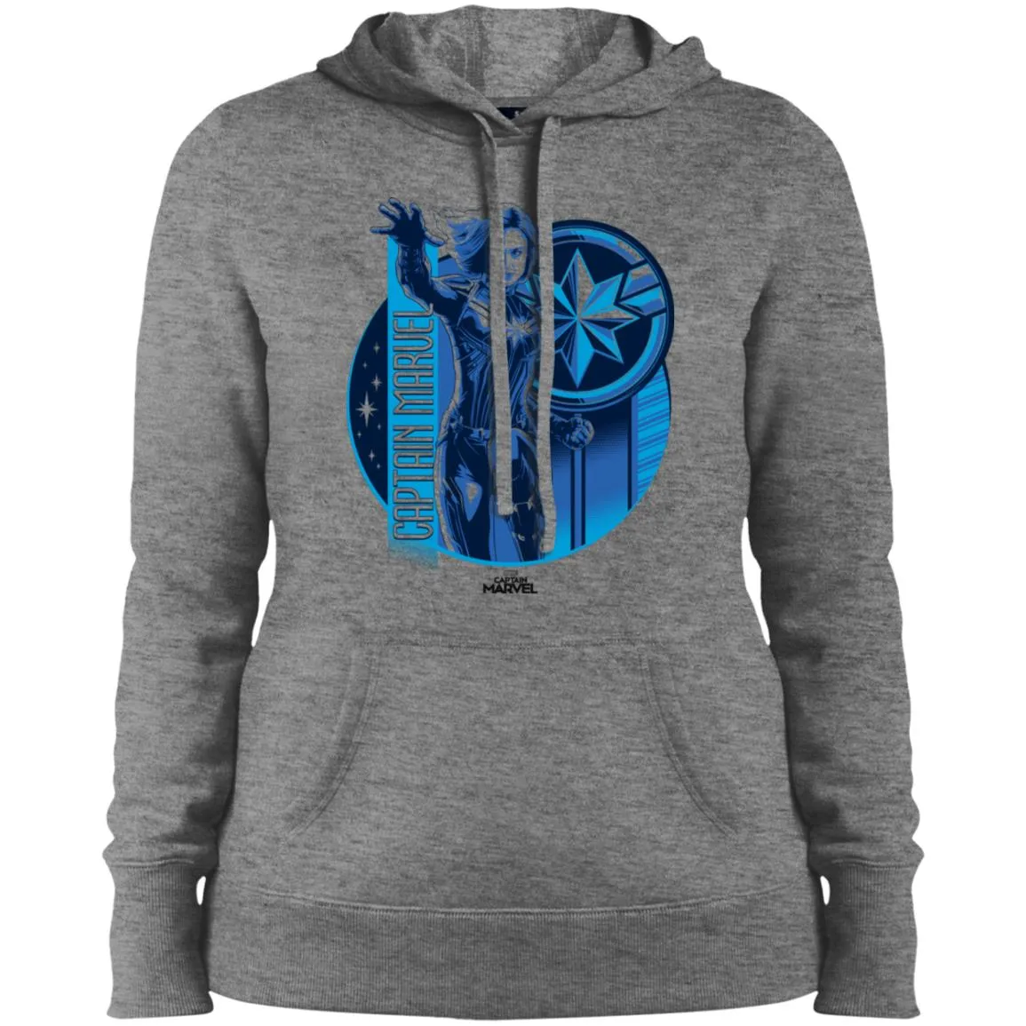 Captain Marvel Reflective Blue Circle Logo Women Hooded Sweatshirt