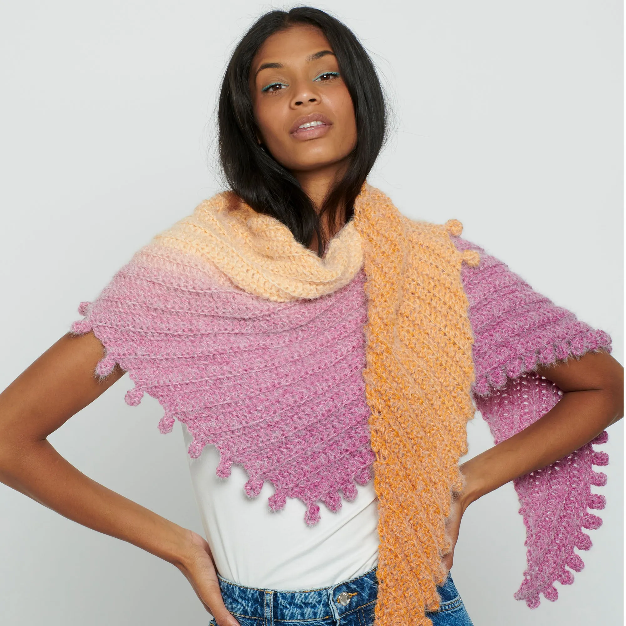 Caron Bias Bobbles Crochet Shawl