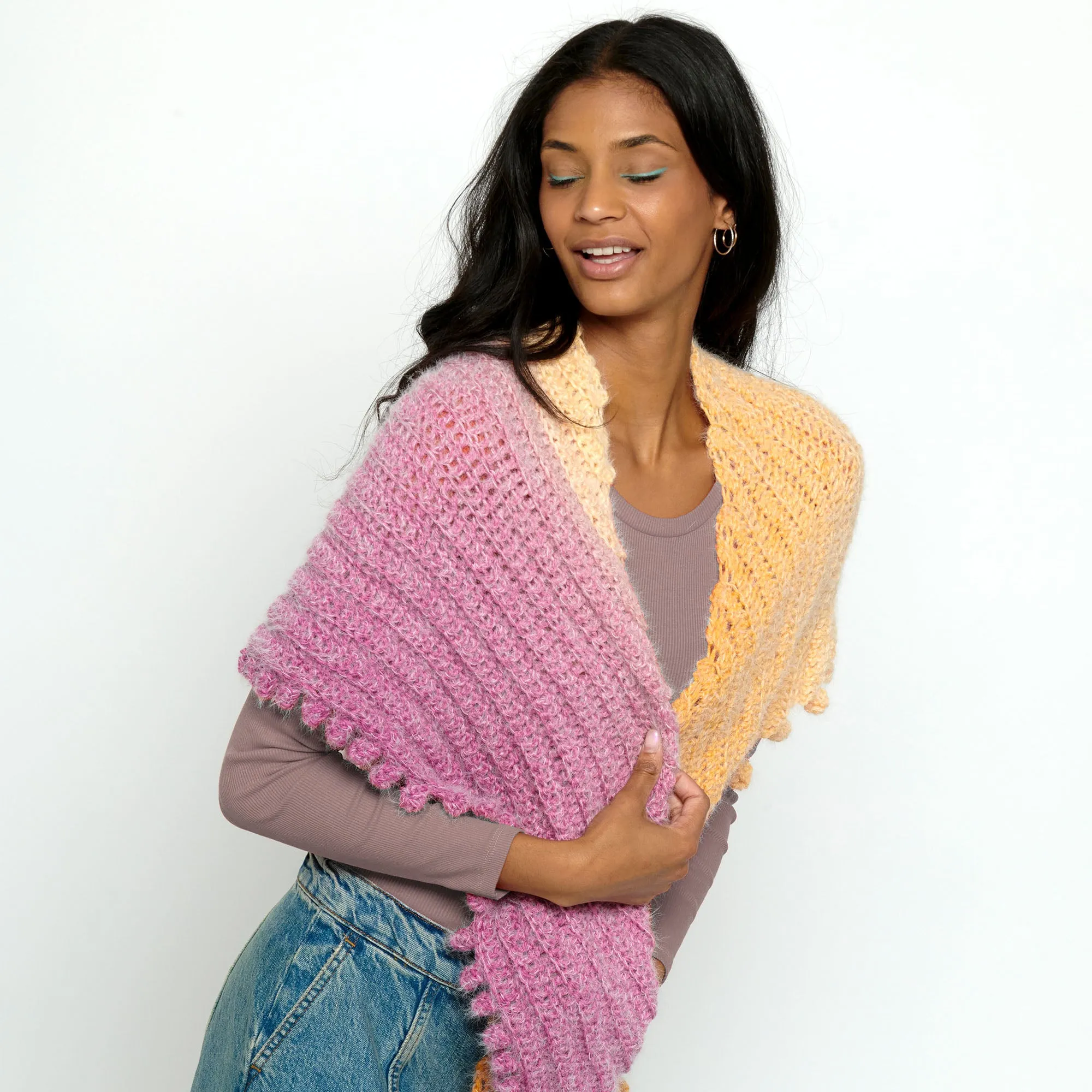 Caron Bias Bobbles Crochet Shawl