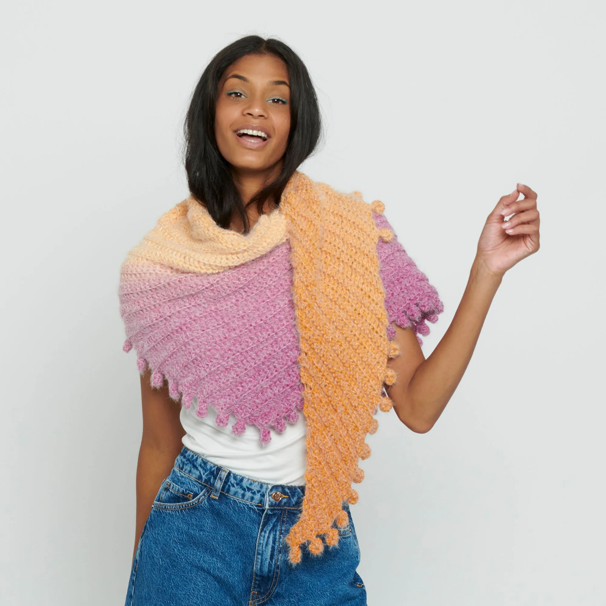 Caron Bias Bobbles Crochet Shawl