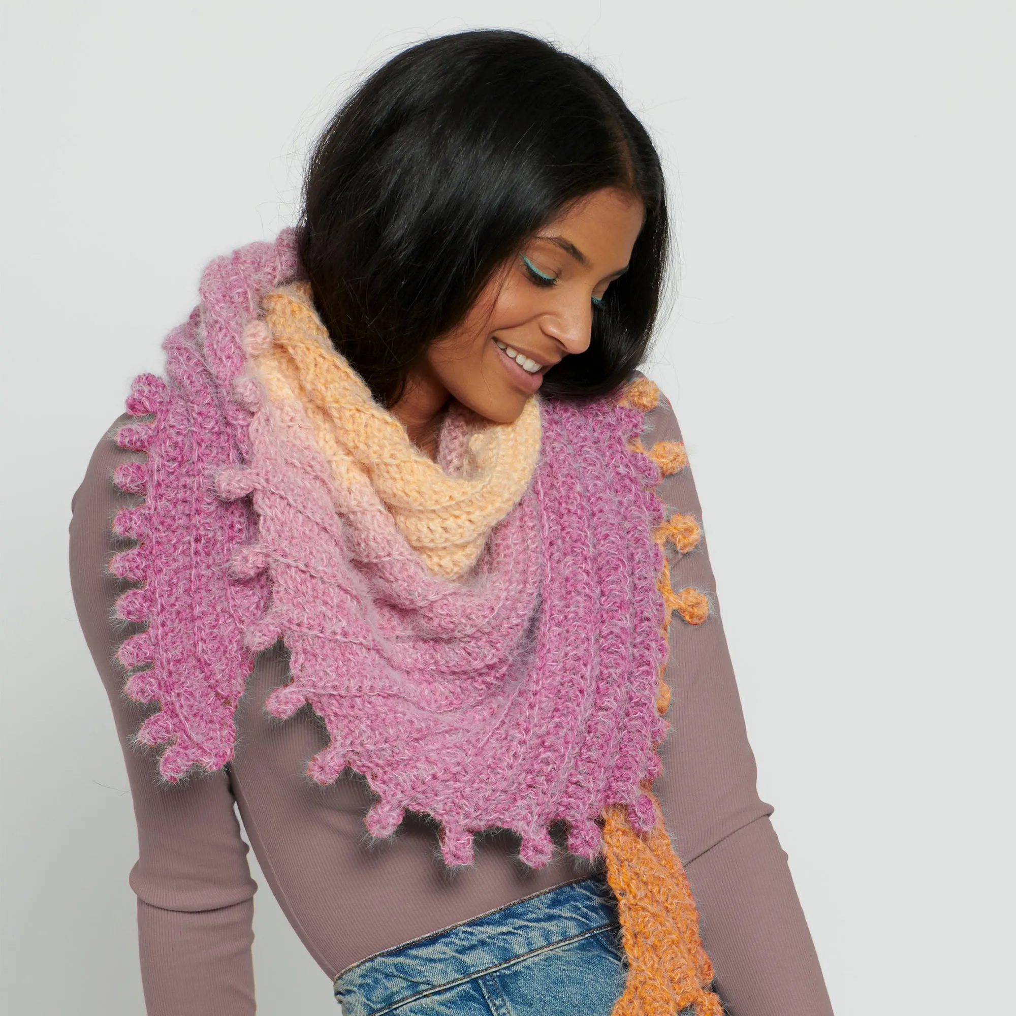 Caron Bias Bobbles Crochet Shawl