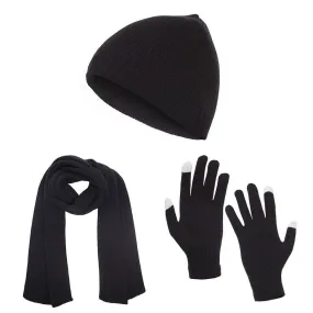 Casaba Winter 3 Piece Set Knit Beanie Hat Scarf Touchscreen Gloves for Men Women