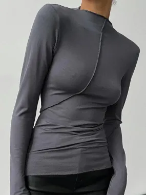 Casual Turtleneck Long Sleeve Tee Fashion Top