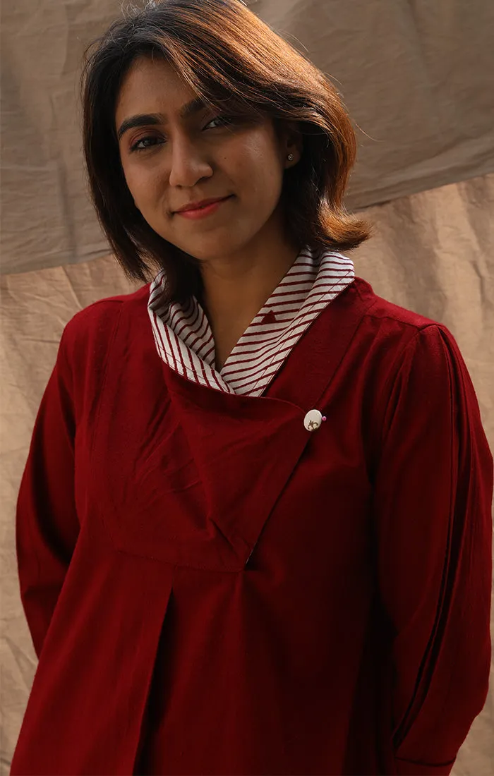 Cherry Red wool Twill Tunic