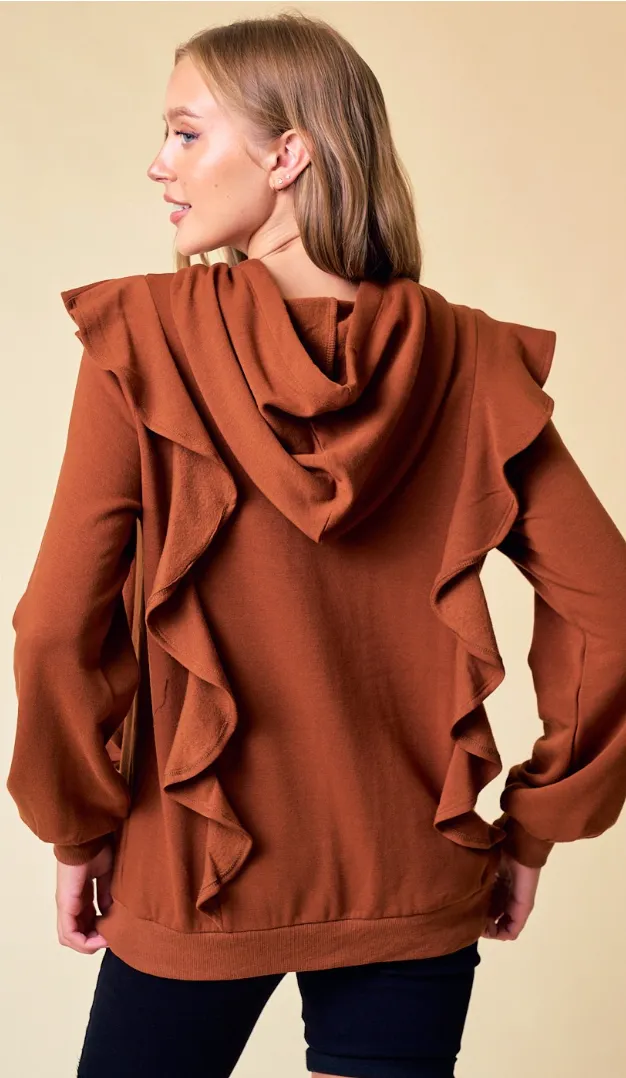 Chestnut Ruffle Pullover