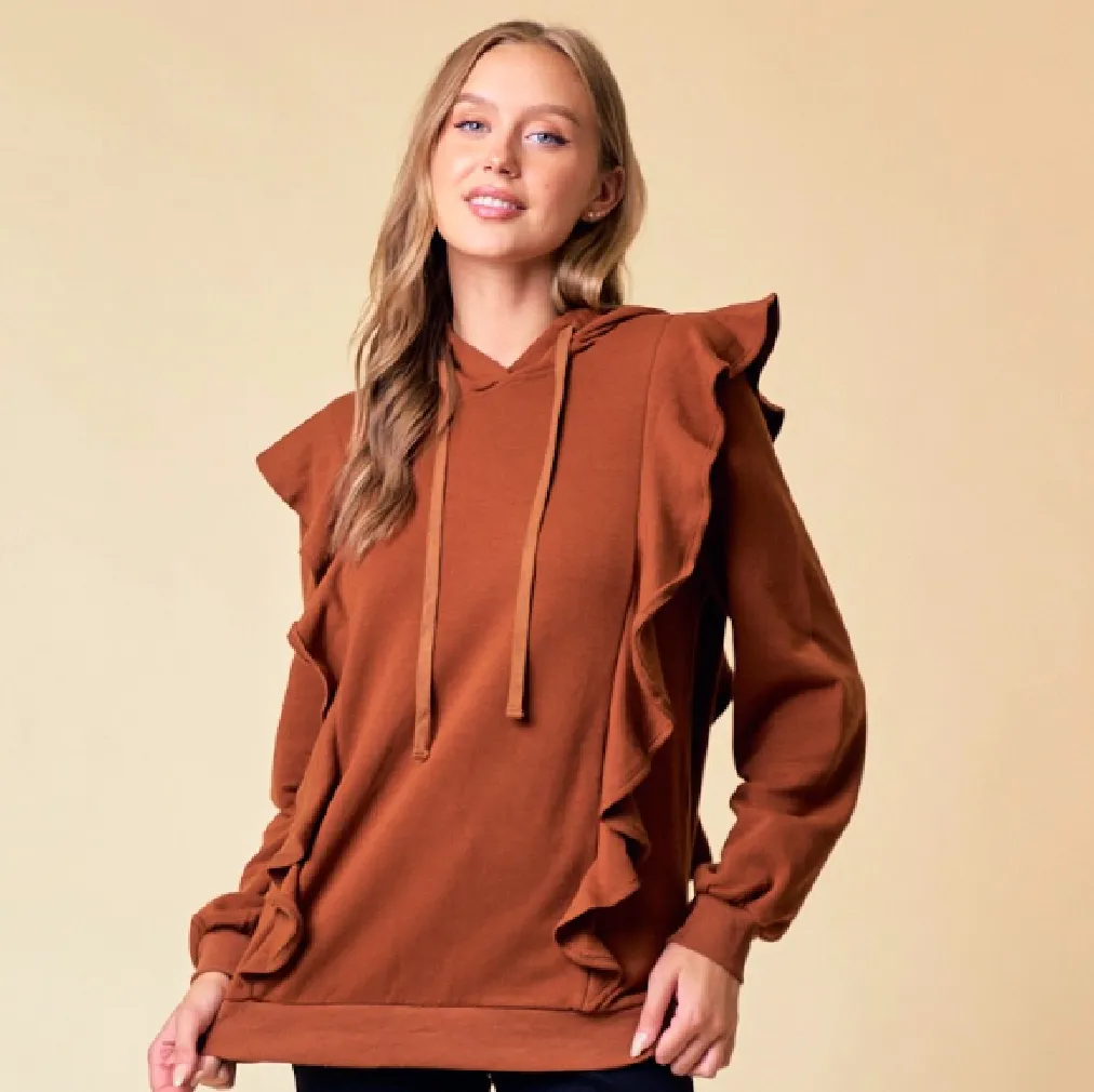 Chestnut Ruffle Pullover