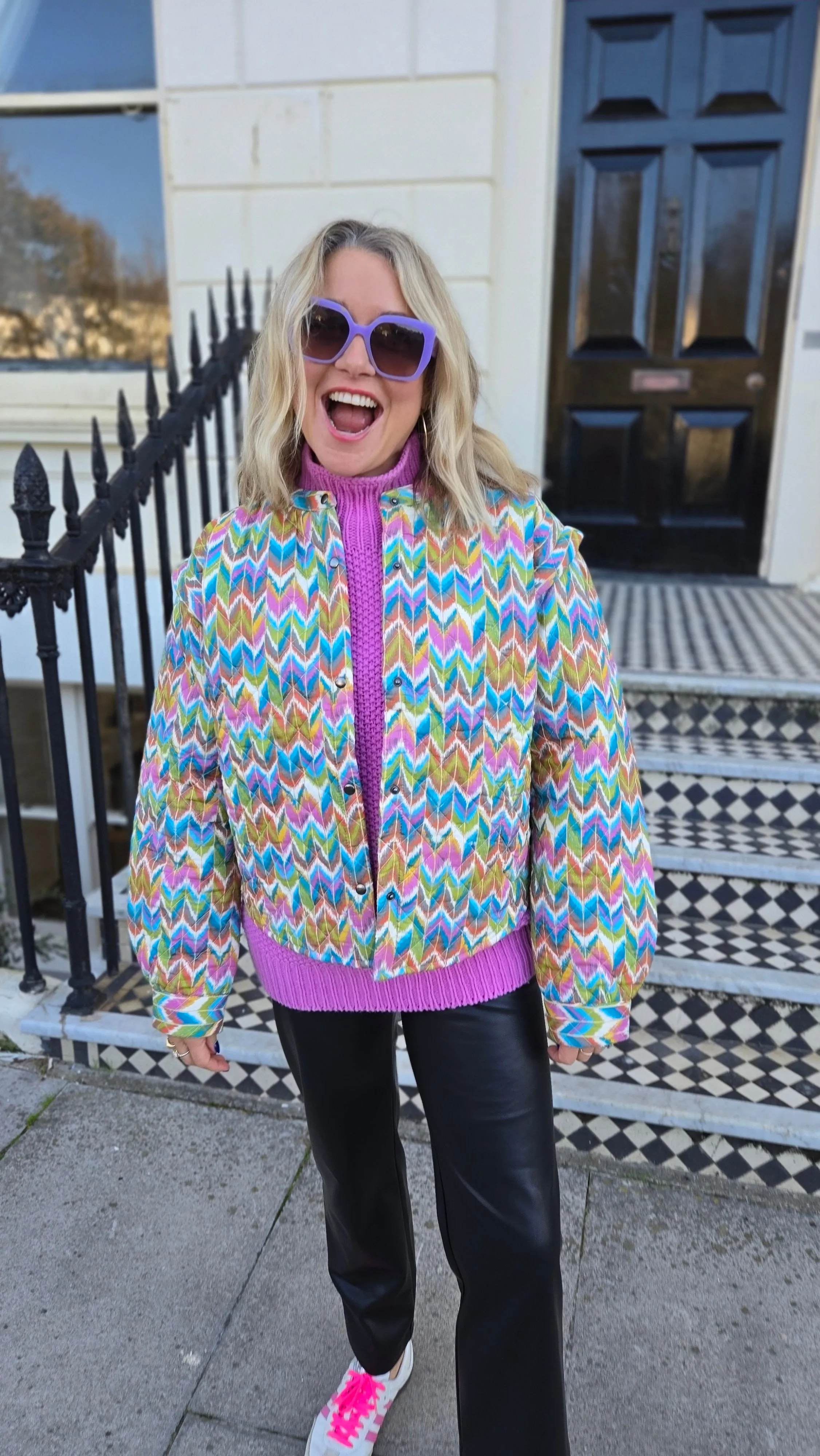 Cici Printed Cotton Quilted Jacket by Raf and Grace