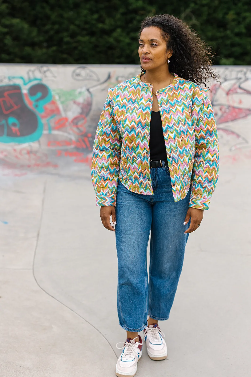 Cici Printed Cotton Quilted Jacket by Raf and Grace