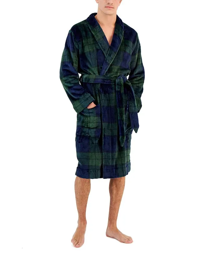 Club Room Men's Plush Pajama Robe Blue Size Large