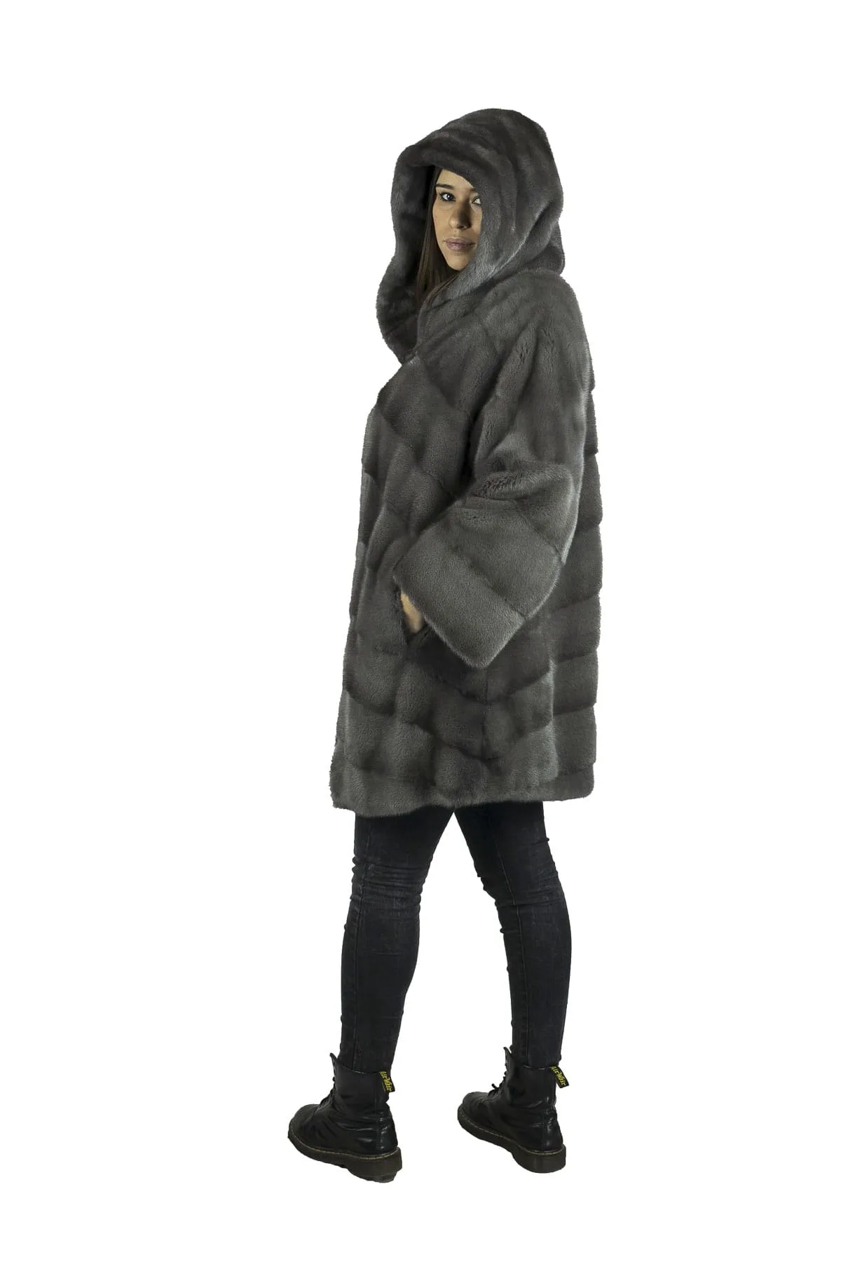 Coat in mink Gray with Hood