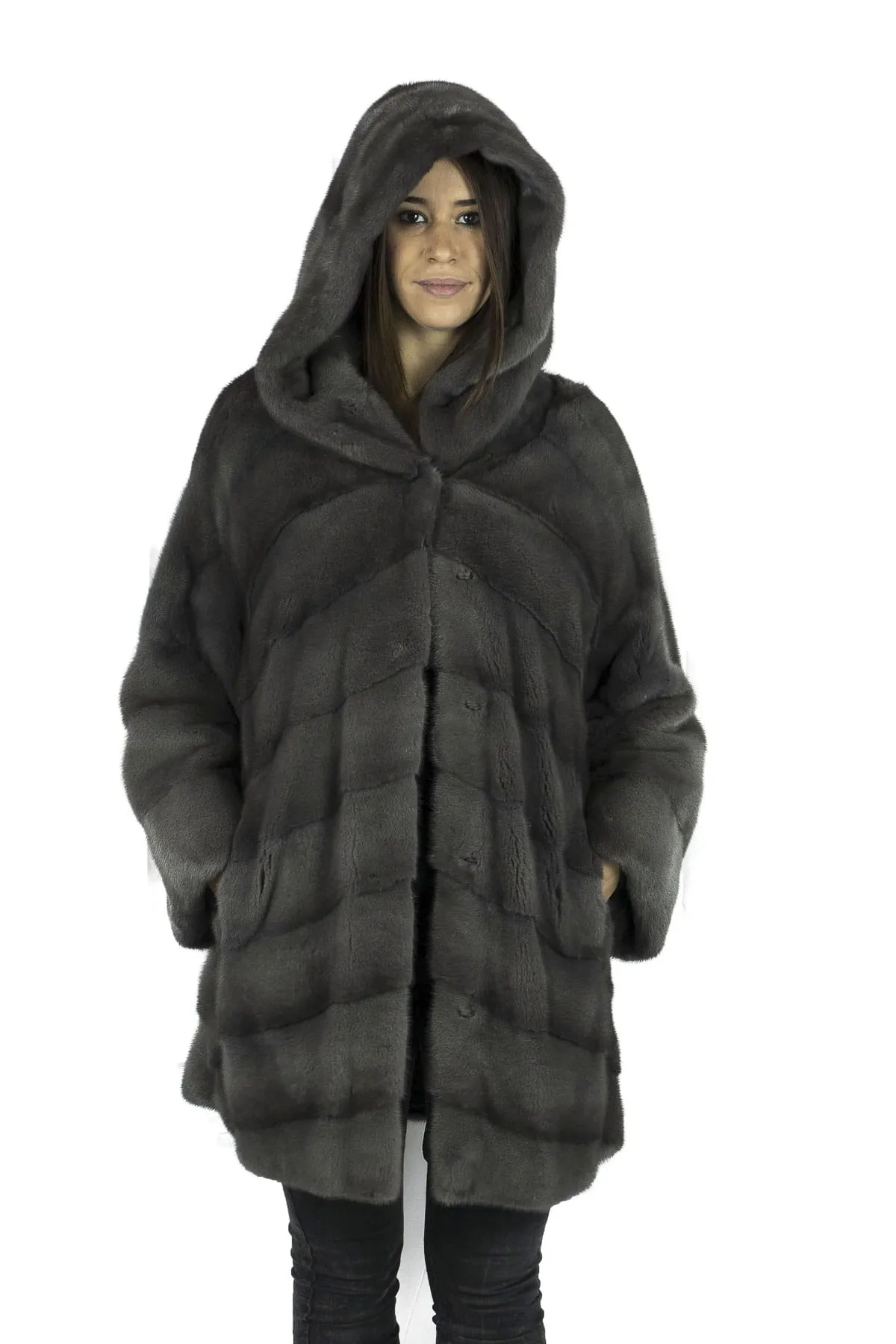 Coat in mink Gray with Hood