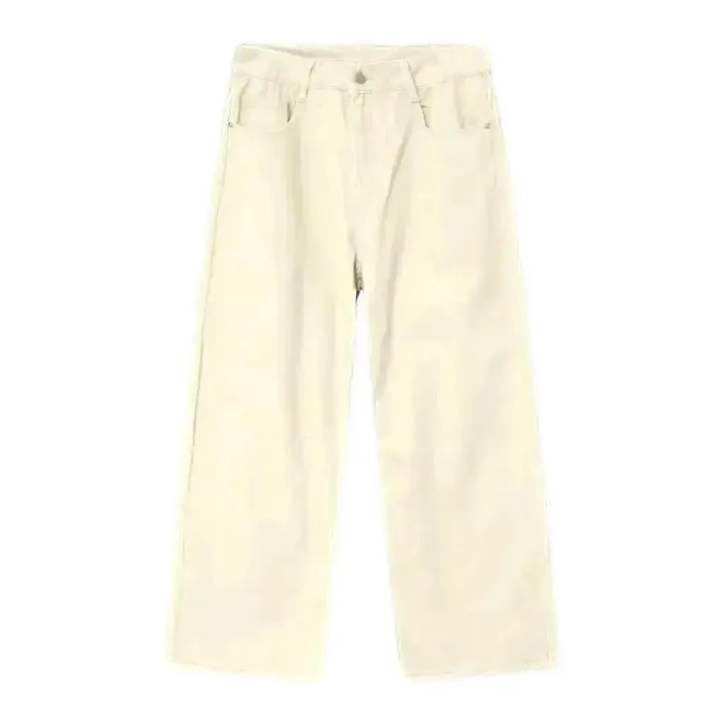 Colored baggy leg mid-rise men's denim pants