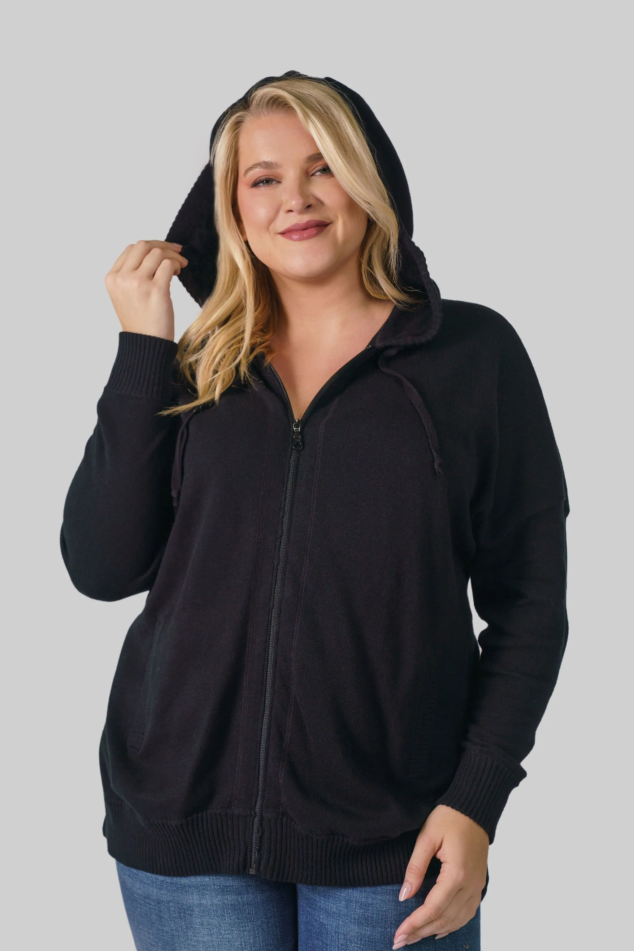 COTTON CASHMERE OVERSIZED ZIP HOODIE