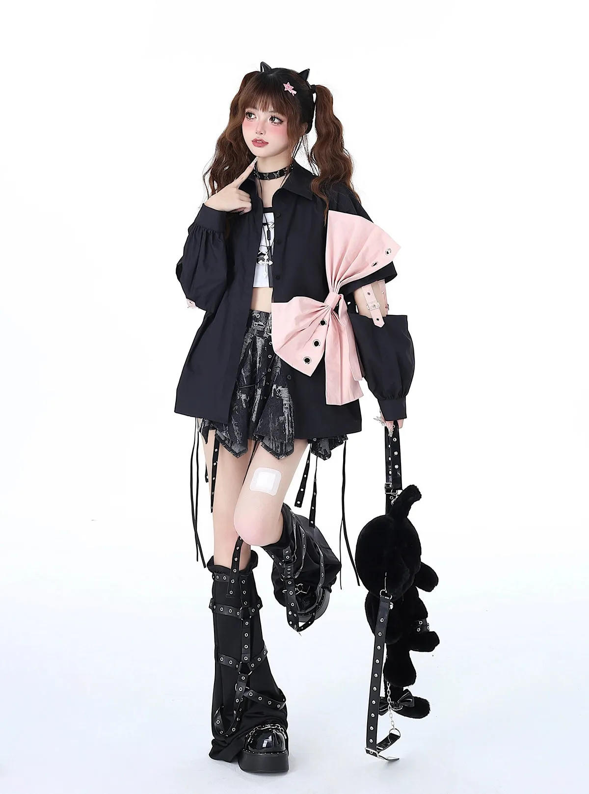 Crazygirl Punk Kawaii Tie-Dye Irregular Skirt