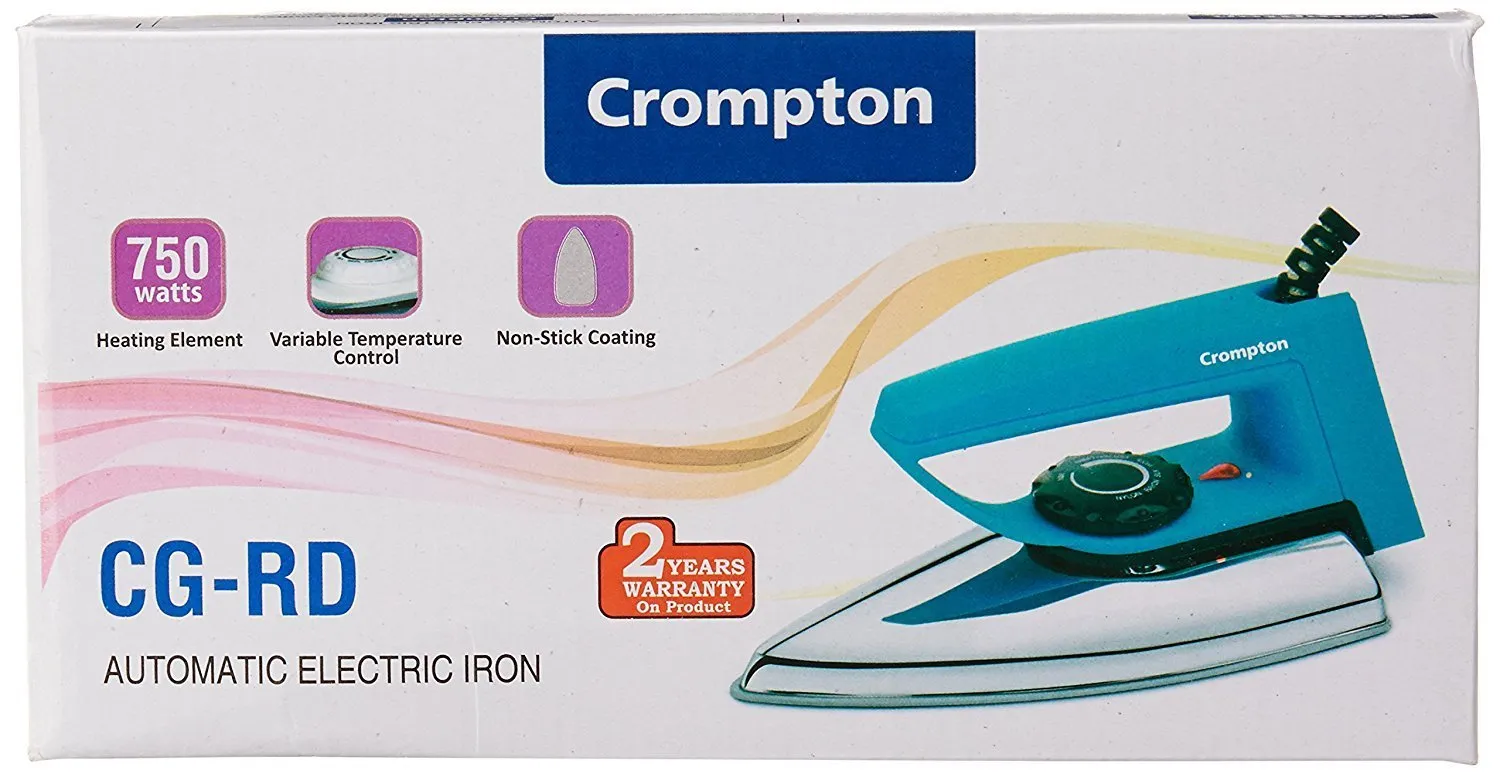 Crompton Greaves RD 750-Watt Dry Iron with Double Layer Non-stick Coating (Blue)