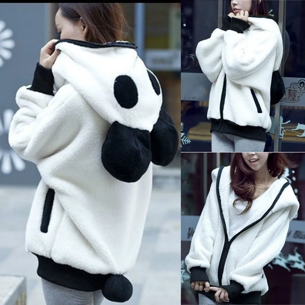 Cute Panda Bear Ear Warm Hoodie