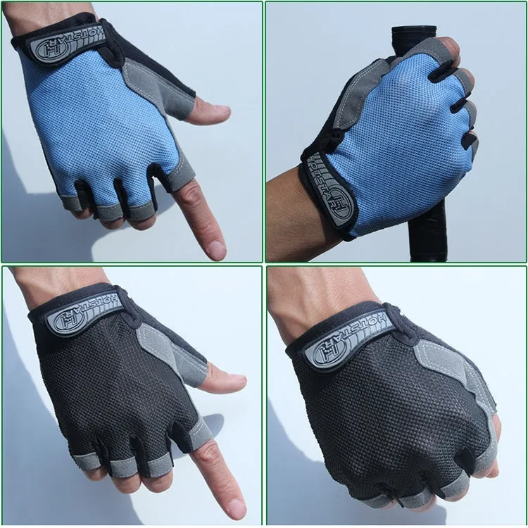 Cycling Shock Absorbing Anti-Slip Gloves Fitness Weight Lifting Training Half-finger Gloves, Size:L(Grey)