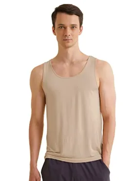 DAMENSCH Men's NEO-Skin Anti-Microbial Slub Vest- Anti-Odor-Bamboo Rayon Fabric- Round Neck- Pack of 1- Breezy Beige- X-Large