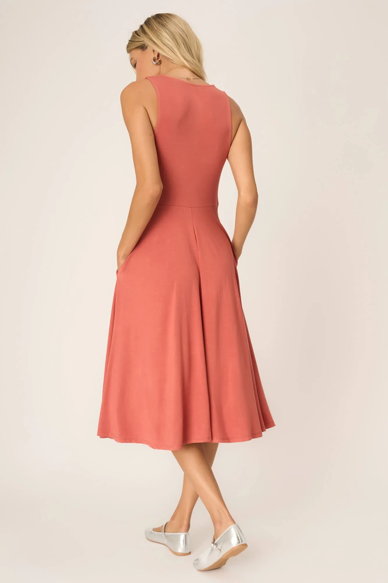 Dance With Me Volume Tank Dress - Sunset Coral