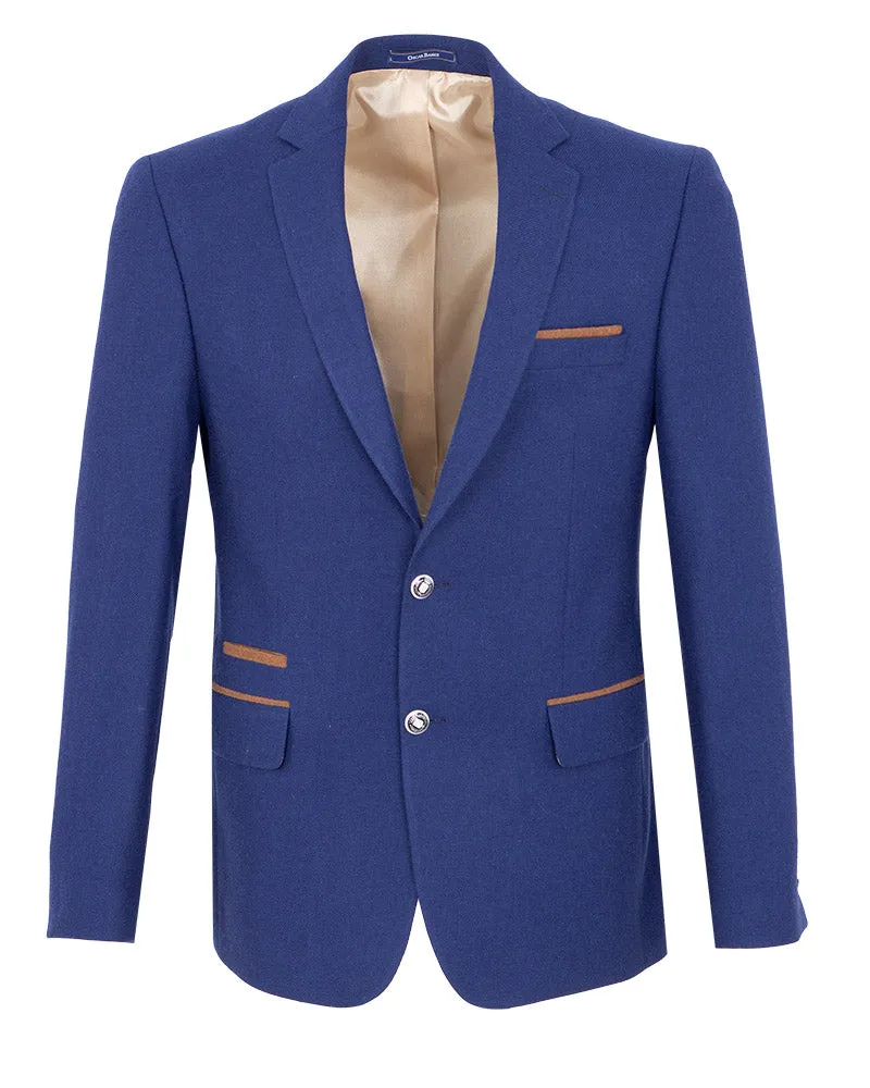 Dark Blue Fashion Blazer With Piping