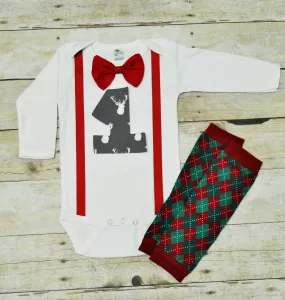 deer christmas cake smash bodysuit, christmas deer outfit, deer holiday cake smash, deer bodysuit, shirt, bodysuit, argyle leg warmers