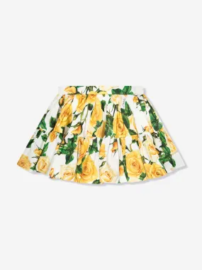 Dolce & Gabbana Girls Rose Print Skirt in Multicolour