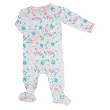 Dragon Fruit Ruffle Zipper Footie