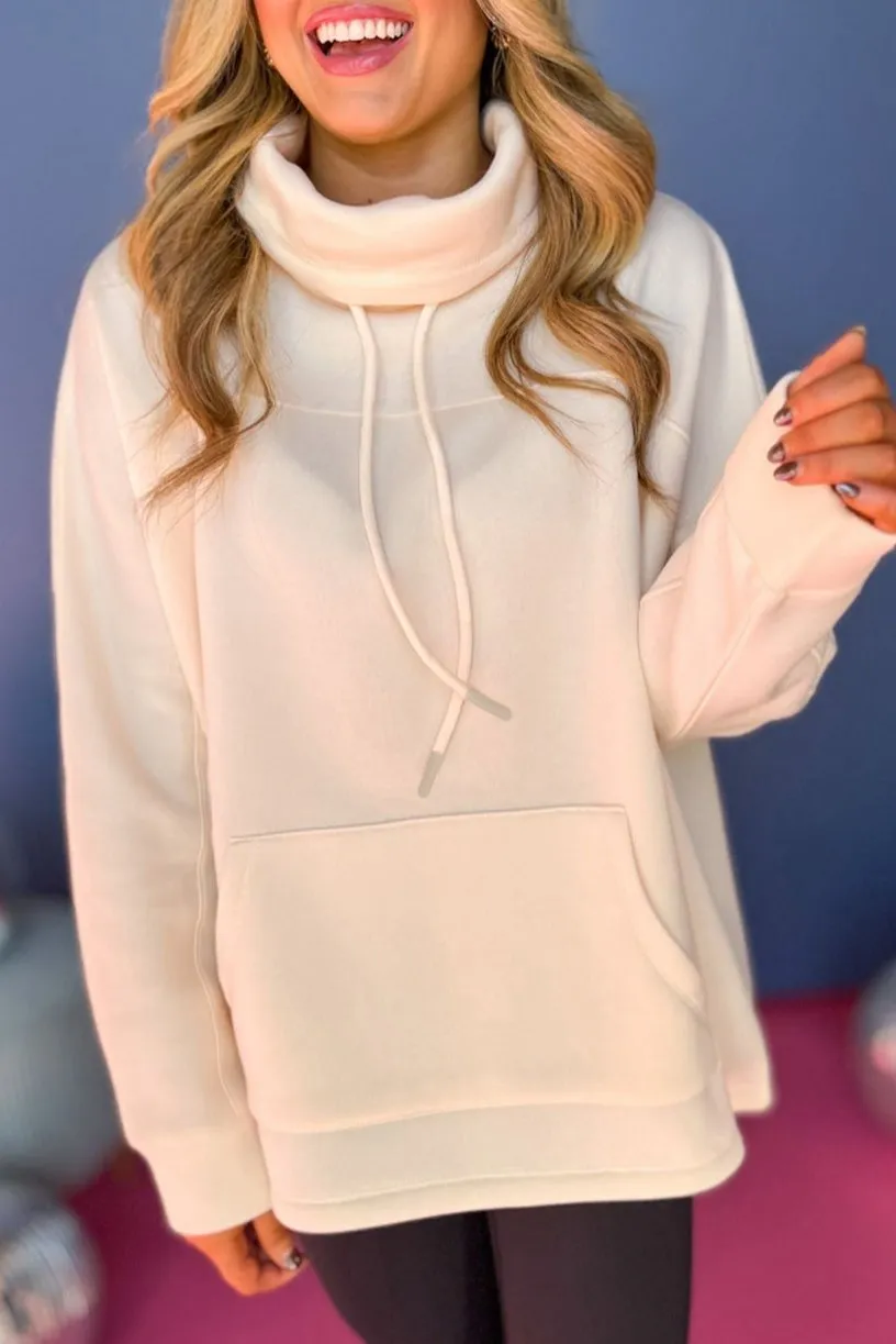 Drawstring Turtleneck Kangaroo Pocket Sweatshirt