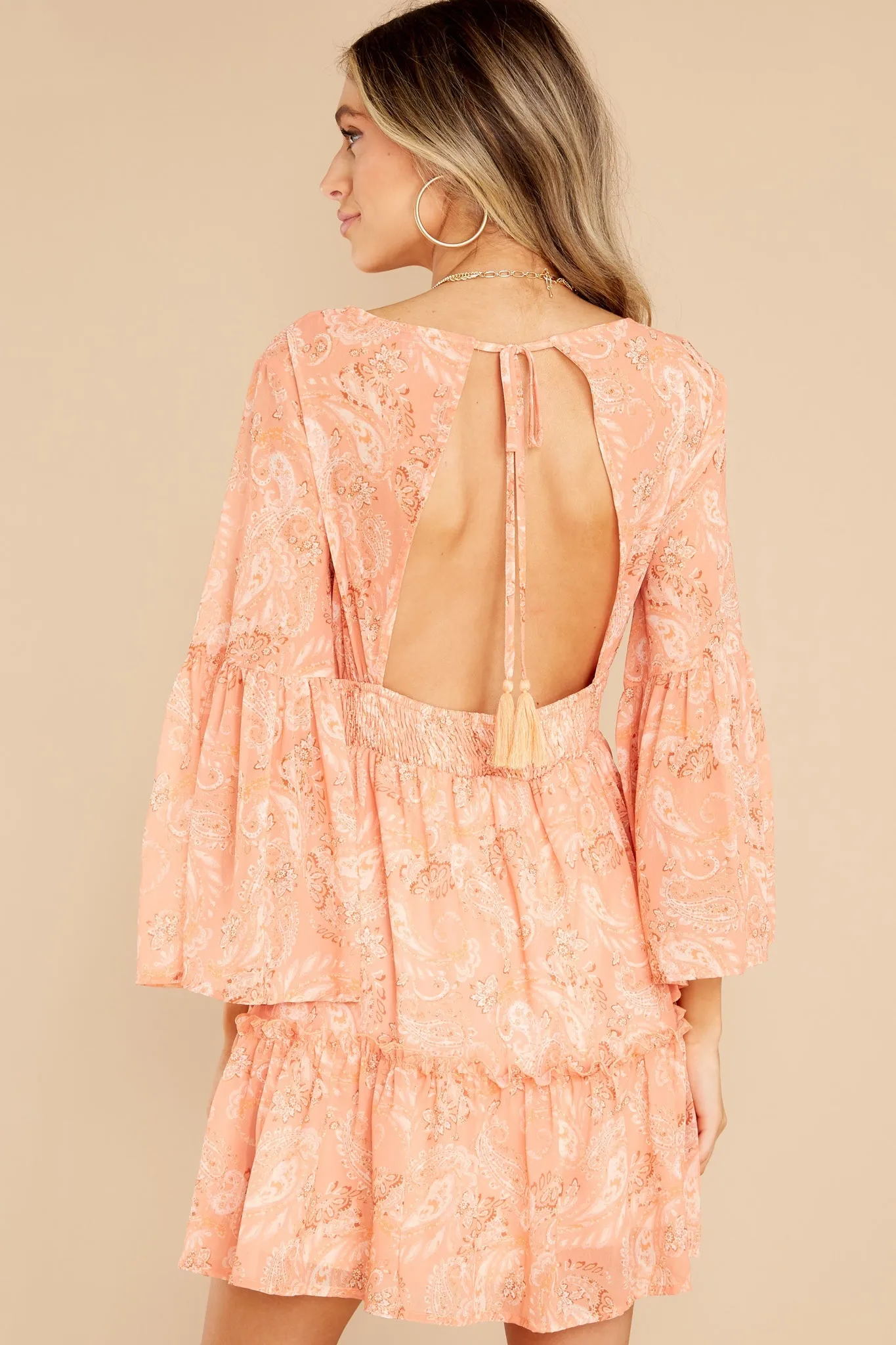 Dreaming In Sunsets Peach Print Dress