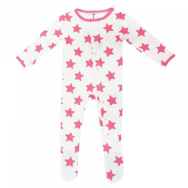 Earth Baby - Pink Star Bamboo Footie