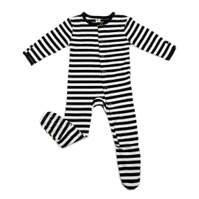 Earth Baby - Striped Bamboo Footie - Black