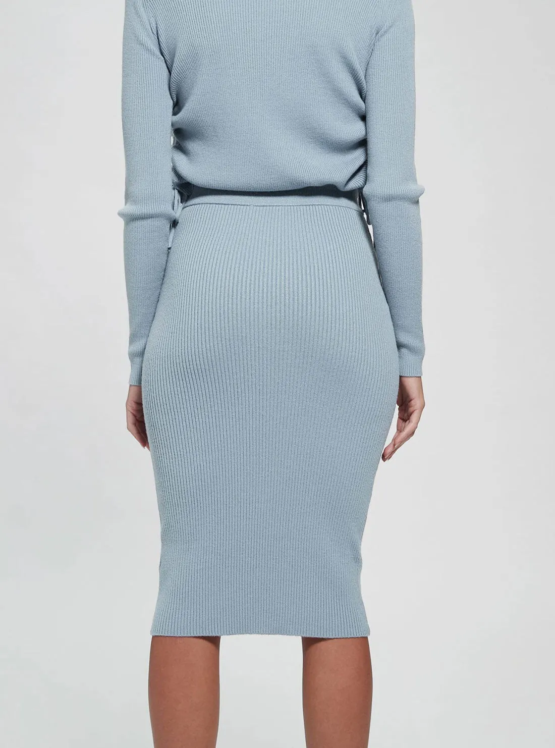 Eco Blue Claire Knit Midi Skirt